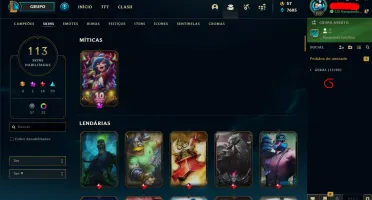 VENDO CONTA LOL 113 SKINS E SO FALTA 7 CHAMPS PRA TER TODOS!