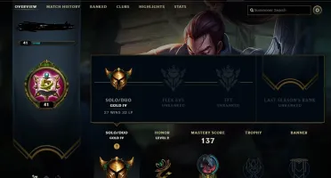 Conta lol Gold 4 84% winrate mmr alto