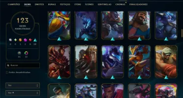 Ouro 1 com 150 Champs e 123 Skins ( JG / MID / ADC )