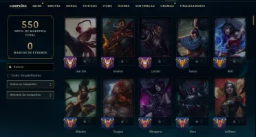 Ouro 1 com 150 Champs e 123 Skins ( JG / MID / ADC )