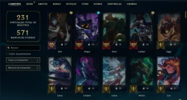 Bronze 3 com TODOS os champs e 230 Skins + 4 Prestigios