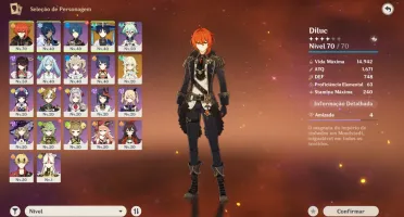 CONTA GENSHIN IMPACT AR 40 com Diluc, Andarilho e 2 armas 5*