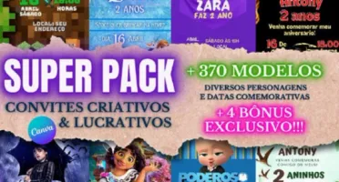 Super Pack Convites Aniversario Artes 2024 Premium Canva