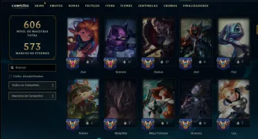 Unranked com TODOS os Champs e 116 Skins ( MID / TOP )