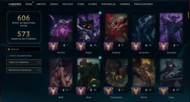 Unranked com TODOS os Champs e 116 Skins ( MID / TOP )