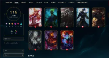 Unranked com TODOS os Champs e 116 Skins ( MID / TOP )