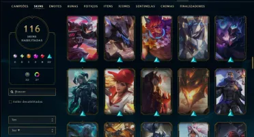 Unranked com TODOS os Champs e 116 Skins ( MID / TOP )