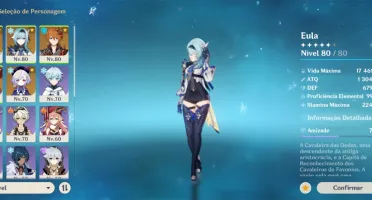 conta AR 53 com ayato, Tartaglia, venti, Eula + 4 ⭐