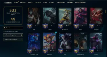 Ouro 3 com TODOS os Champs e 66 Skins