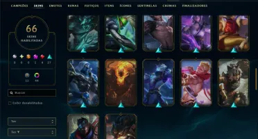 Ouro 3 com TODOS os Champs e 66 Skins