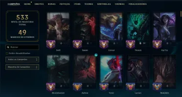 Ouro 3 com TODOS os Champs e 66 Skins