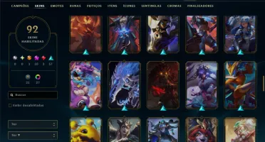 Ouro 1 com 110 Champs e 92 Skins +10 Miticas