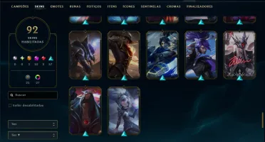 Ouro 1 com 110 Champs e 92 Skins +10 Miticas