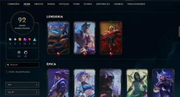 Ouro 1 com 110 Champs e 92 Skins +10 Miticas