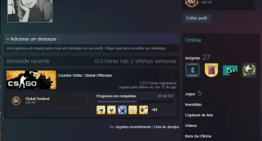 CONTA STEAM CS:GO PRIME COM MEDALHA DE 5 ANOS
