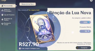 Genshin Impact Eula + Benção da Lua e muitas gemas