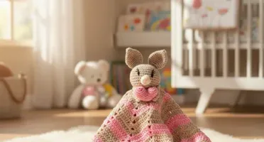 Naninha Coelho Rosa Coração Amigurumi