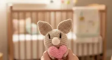 Naninha Coelho Rosa Coração Amigurumi