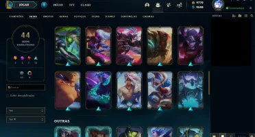 CONTA LOL OURO3 • 62 CHAMP + 44 SKIN 9770 RP