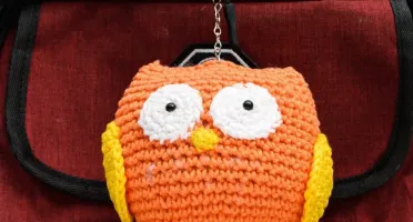 Chaveiro Coruja laranja em amigurumi