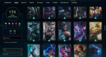 Prata 3 com TODOS os champs e 126 Skins ( Nivel 596 )
