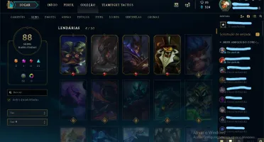 Conta gold solo-88 skins(2 ultimate,4 lendaria e 32 legados)