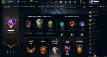 Conta LV 650, Ouro 4, 592 skins, todos os campeões