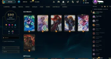 Conta LV 650, Ouro 4, 592 skins, todos os campeões