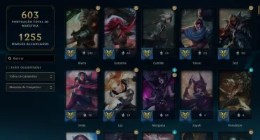 Conta LV 650, Ouro 4, 592 skins, todos os campeões