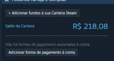 Conta steam com 218 reais