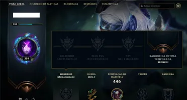 Conta unranked com 118 skins e 147 champs