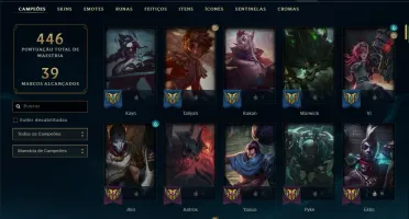 Conta unranked com 118 skins e 147 champs