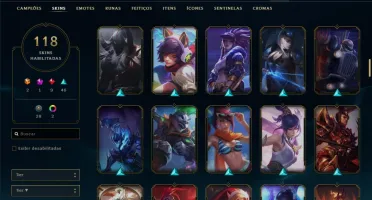 Conta unranked com 118 skins e 147 champs
