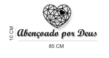 Coração e Frase Abençoado por Deus em MDF Preto