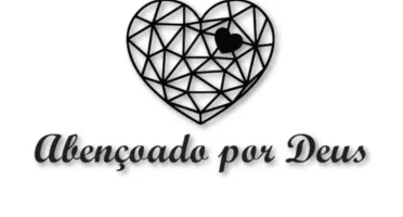 Coração e Frase Abençoado por Deus em MDF Preto