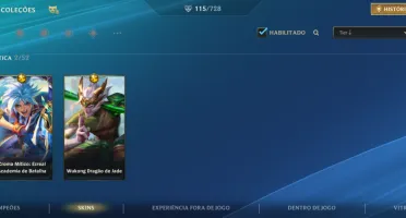 Conta 2 Skins Míticas + 113 Skins Wild Rift / Platina 3
