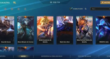Conta 2 Skins Míticas + 113 Skins Wild Rift / Platina 3