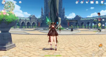 Genshin Impact Hutao com Lança de Jade Primitiva/Mona/Venti