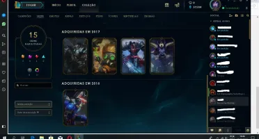 Conta de LoL lvl 160 com 74 champ e 30k de essência Bronze 4