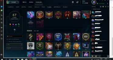 Conta de LoL lvl 160 com 74 champ e 30k de essência Bronze 4