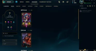 Conta de lol unranked 27 champs 7 skins