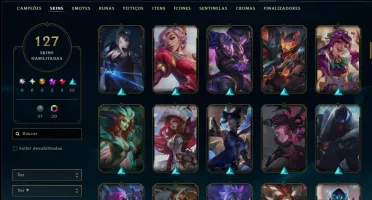 Platina 4 com TODOS os Champs e 127 Skins ( SUP / ADC )