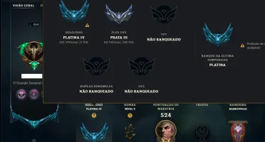 Platina 4 com TODOS os Champs e 127 Skins ( SUP / ADC )