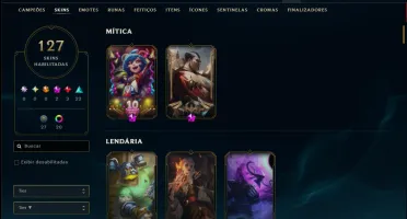 Platina 4 com TODOS os Champs e 127 Skins ( SUP / ADC )