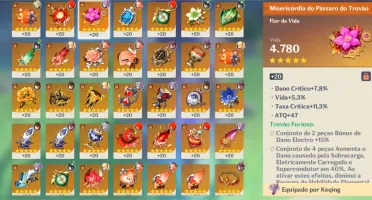 CONTA ZHONGLI C2, KEQING C1 + 4 PERSONAGENS 5*, E 4 ARMAS 5*