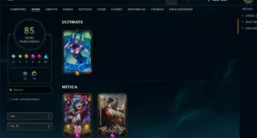 conta lol diamante 4 full acesso TODOS os champs 85 skins