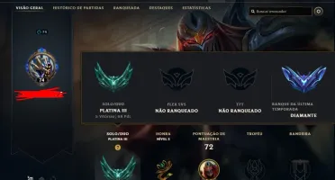 Conta LOL - plat 3 season passada d2 com 5 games