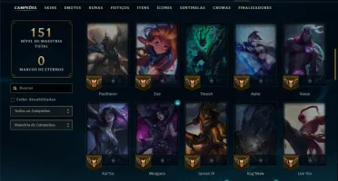 Platina 3 com 65 Champs e 16 Skins