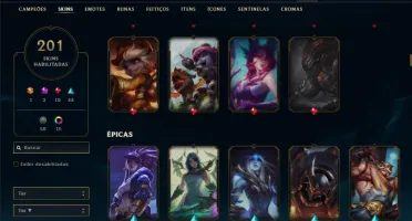 Conta ouro 4 com TODOS os champs, 201 skins ( MAIN ADC )