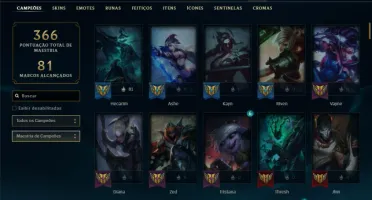 Unranked com 130 Champs e 82 Skins ( JG / ADC / TOP )